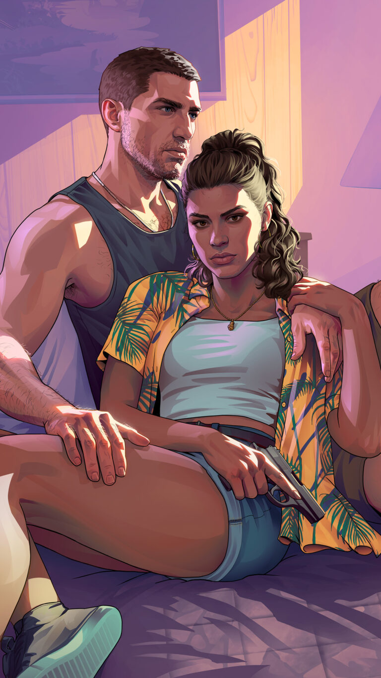 GTA 6 wallpaper: Jason and Lucia Motel, portrait format