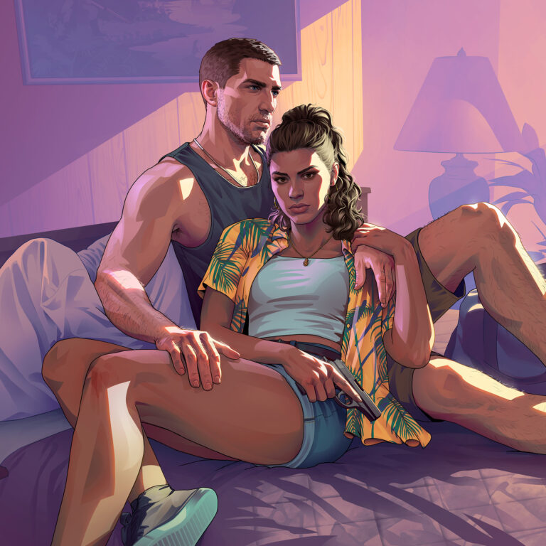 GTA 6 wallpaper: Jason and Lucia Motel, square format