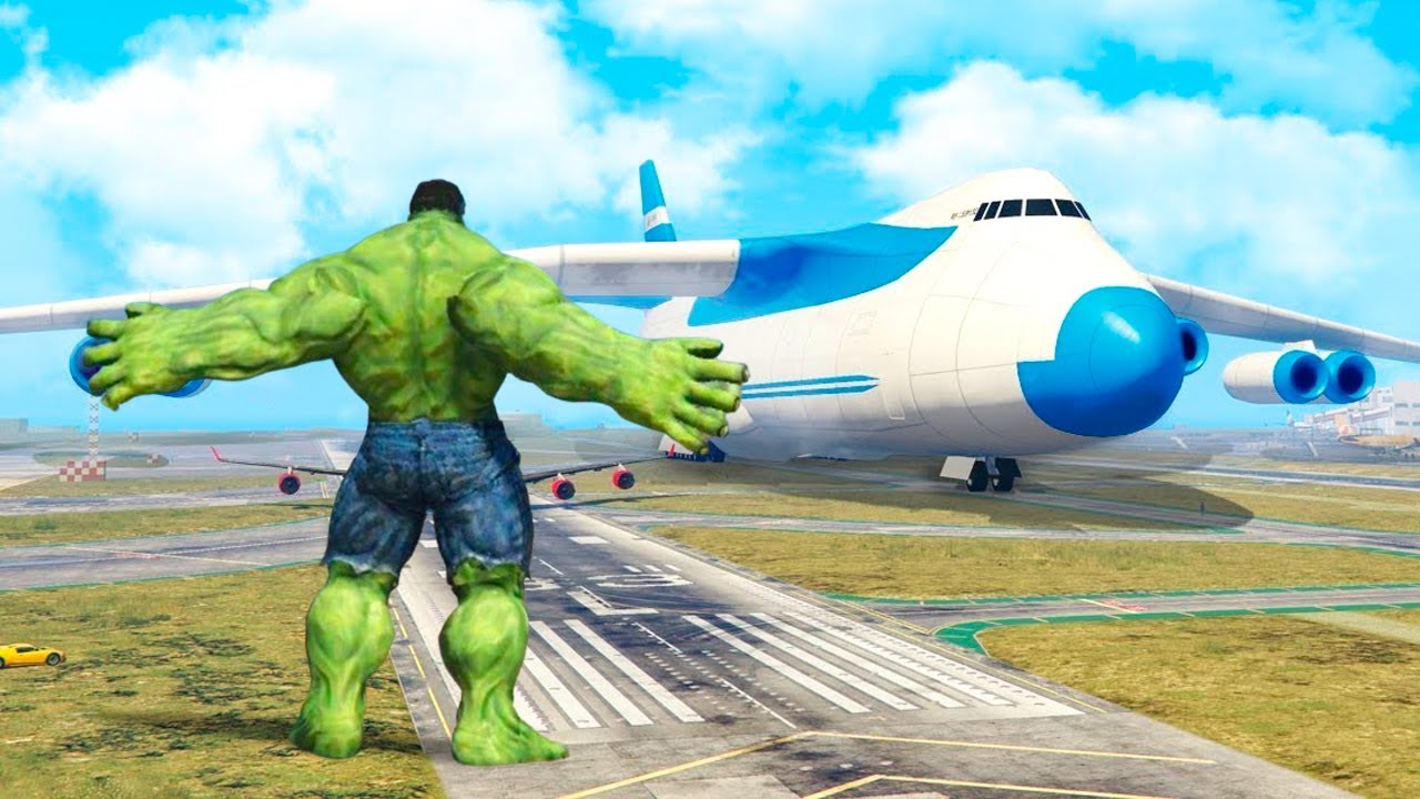 The Incredible GTA 5 Hulk Mod: An Unstoppable Force vs. a Jumbo Jet